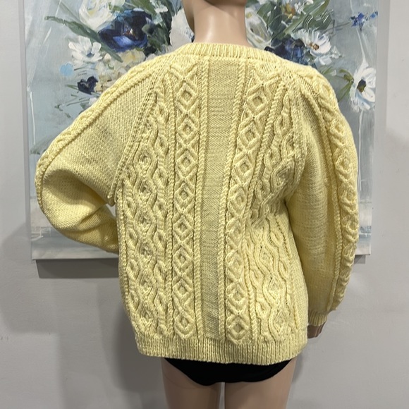 Yellow Chunky Cable Knit Cardigan XL - Picture 5 of 17